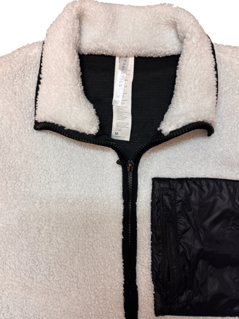 Fabletics Larissa Sherpa Fleece Jacket Zip Up Teddy Cozy White Medium - Picture 4 of 5